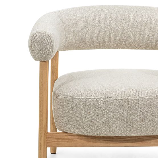 Upholstered Chair/Armchair Montepulciano, Light Beige/Oak Wood, Rounded