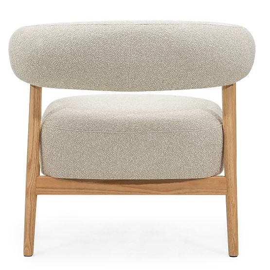 Upholstered Chair/Armchair Montepulciano, Light Beige/Oak Wood, Rounded