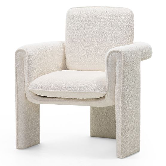 Upholstered Chair Campat White, Rounded