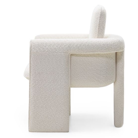 Upholstered Chair Campat White, Rounded