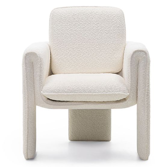Upholstered Chair Campat White, Rounded