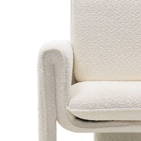 Upholstered Chair Campat White, Rounded