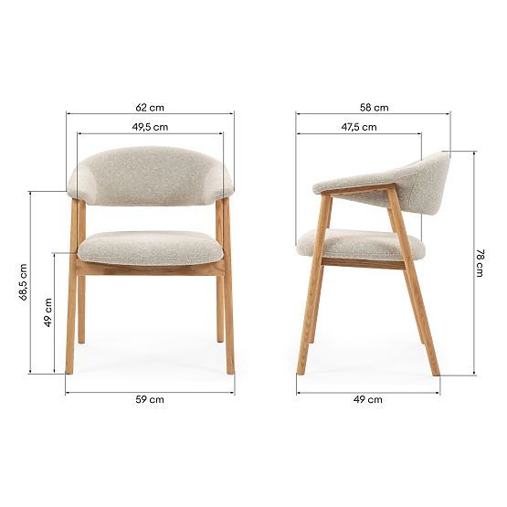 Upholstered Chair Capri, Light Beige/Oak Wood