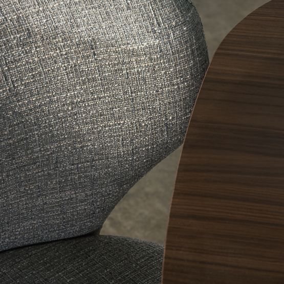 Upholstered Chair Elaine Beige-Grey, Rounded Shapes