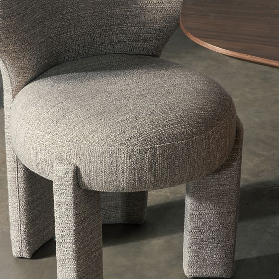 Upholstered Chair Elaine Beige, Rounded Shape