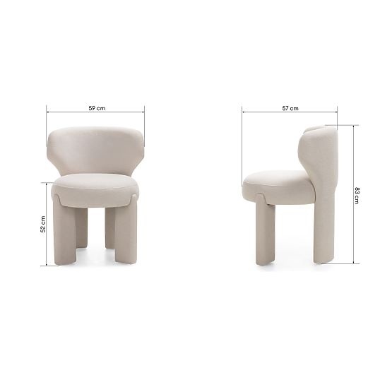 Upholstered Chair Elaine Cream, Boucle, Rounded Shapes