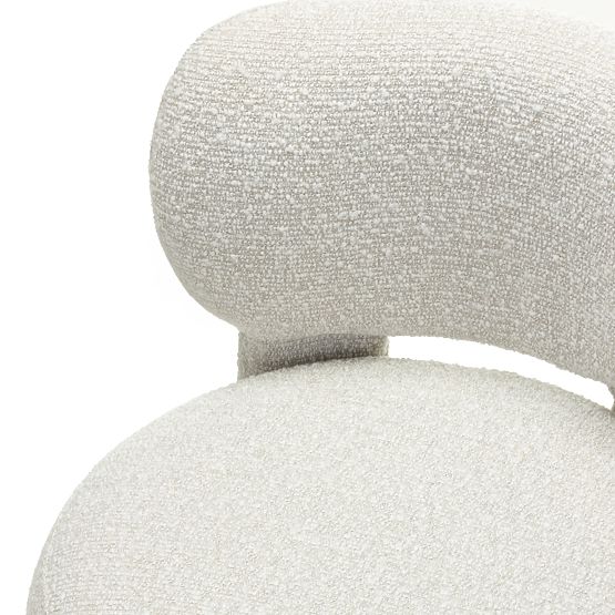 Upholstered Chair Falone Beige-Grey, Boucle, Rounded Shapes
