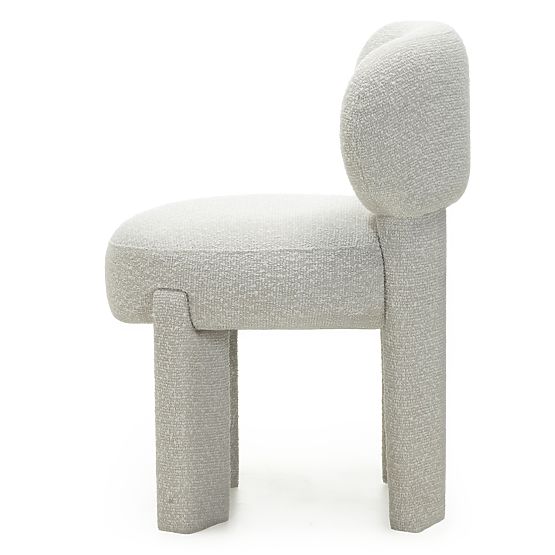 Upholstered Chair Falone Beige-Grey, Boucle, Rounded Shapes