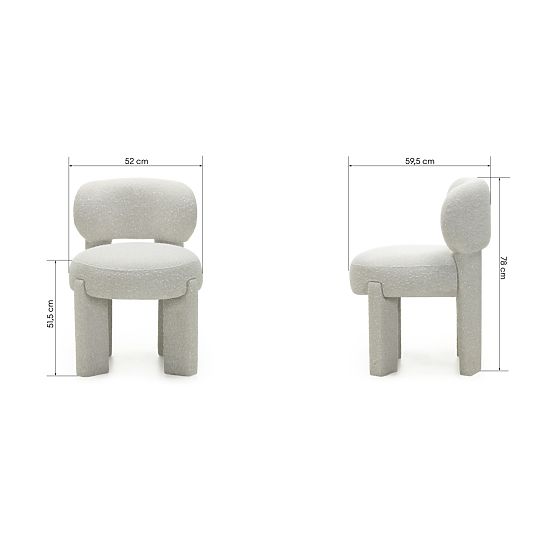 Upholstered Chair Falone Beige-Grey, Boucle, Rounded Shapes