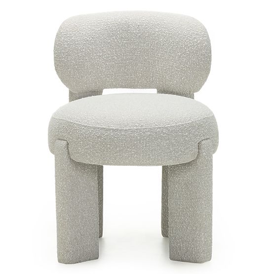 Upholstered Chair Falone Beige-Grey, Boucle, Rounded Shapes