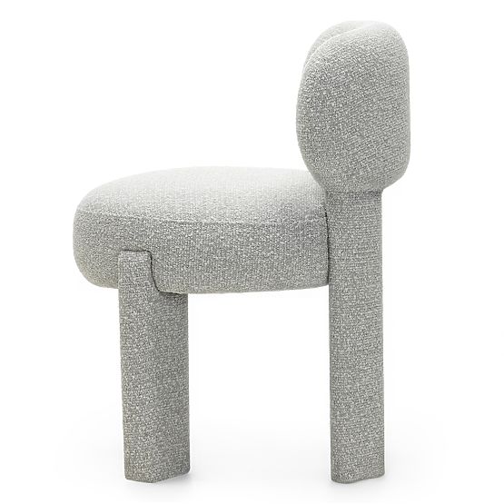 Upholstered Chair Falone Gray, Boucle, Rounded Shapes