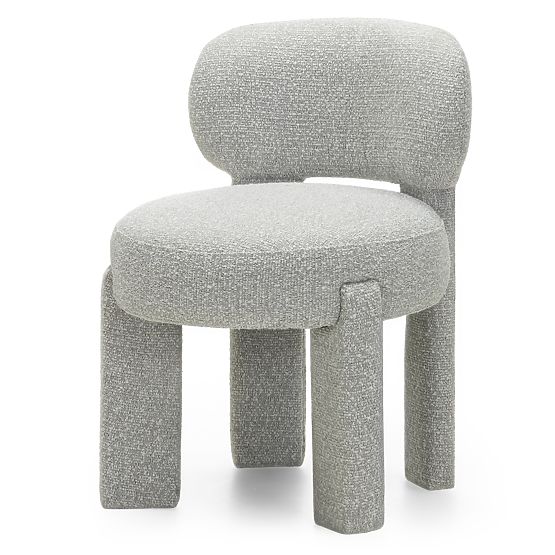 Upholstered Chair Falone Gray, Boucle, Rounded Shapes