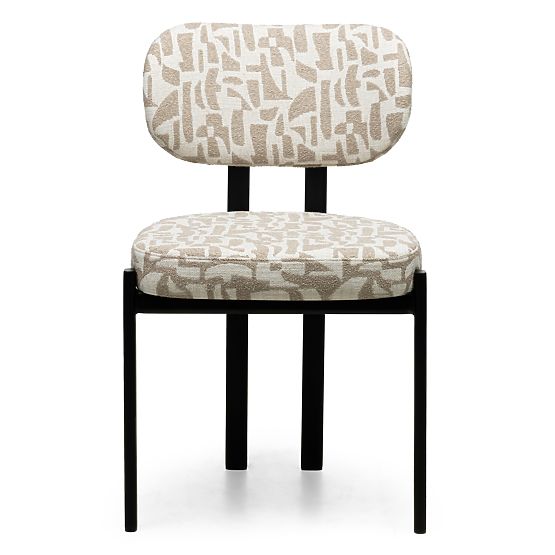 Upholstered Chair Flare, Beige-Cream/Black Legs