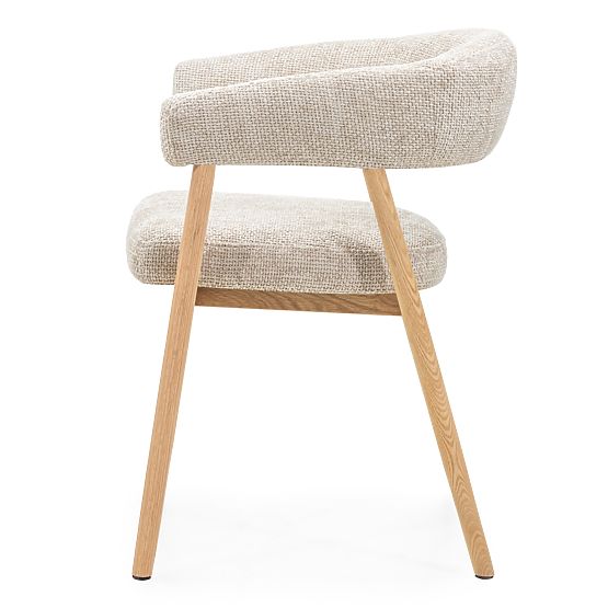Upholstered Chair Giovani, Beige/Oak Wood, Rounded