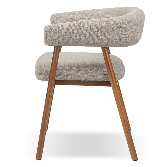 Upholstered Chair Giovani, Light Brown/Oak Wood, Rounded