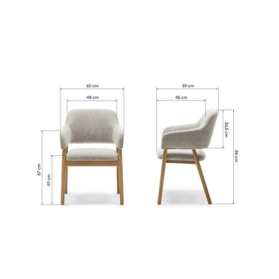 Upholstered Chair Sanremo Light Gray, Boucle/Oak