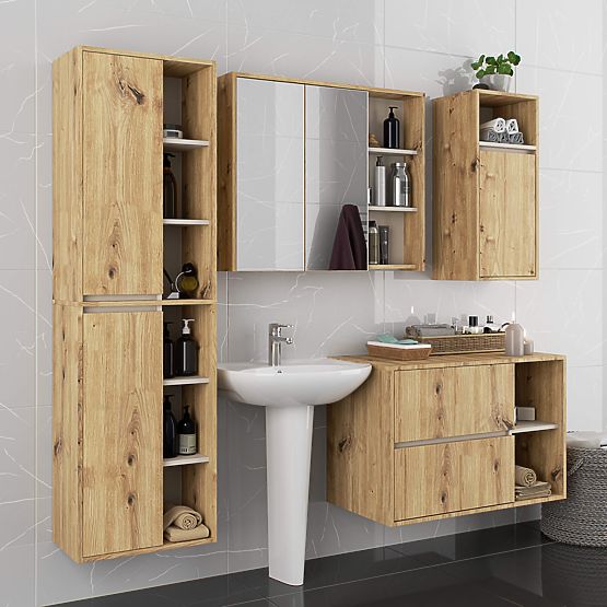 VAMI W50 2D 6P Hanging Bathroom Cabinet Artisan Oak / Cashmere