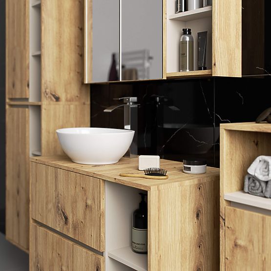 VAMI W50 2D 6P Hanging Bathroom Cabinet Artisan Oak / Cashmere