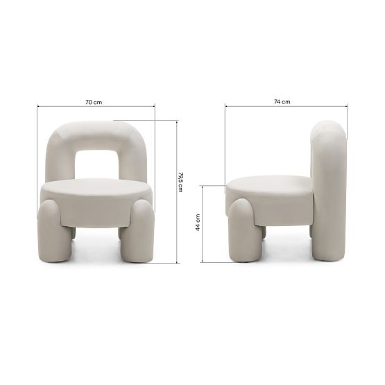 Vasto Relaxation Chair, Cream, Velvet, Rounded Shapes