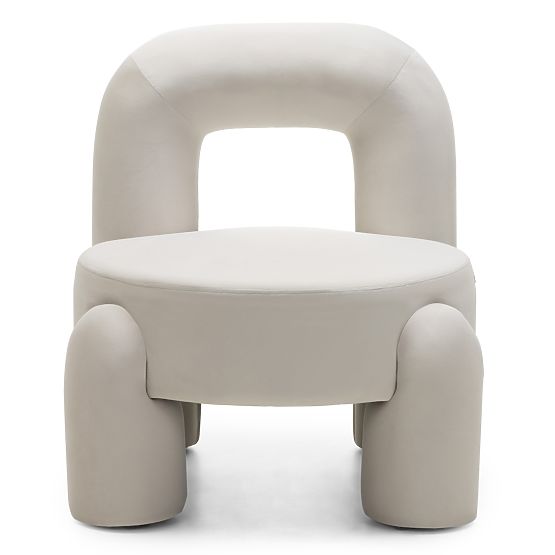Vasto Relaxation Chair, Cream, Velvet, Rounded Shapes