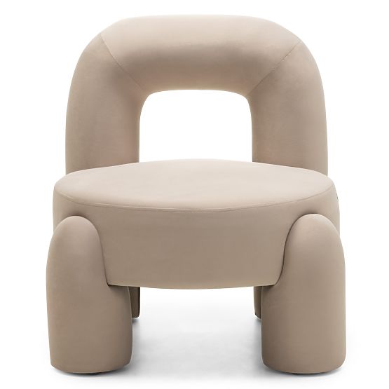 Vasto Relaxation Chair, Light Beige, Velvet, Rounded Shapes