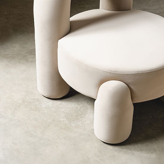 Vasto Relaxation Chair, Light Beige, Velvet, Rounded Shapes