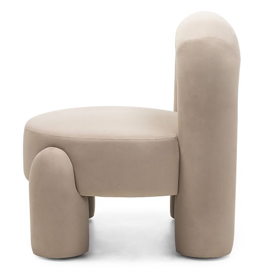 Vasto Relaxation Chair, Light Beige, Velvet, Rounded Shapes