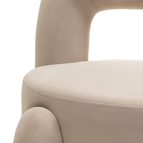 Vasto Relaxation Chair, Light Beige, Velvet, Rounded Shapes