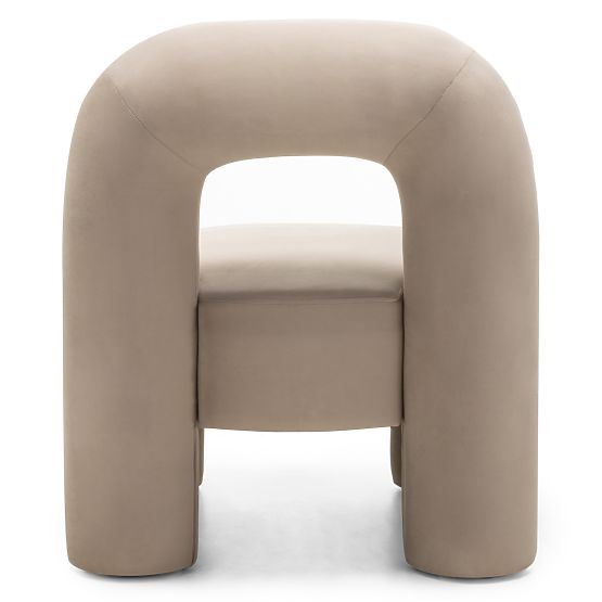 Vasto Relaxation Chair, Light Beige, Velvet, Rounded Shapes