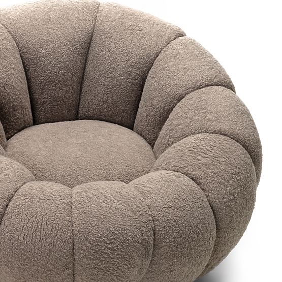Venezia Relaxation Chair Cappuccino with Swivel Base, Boucle, Rounded Shapes