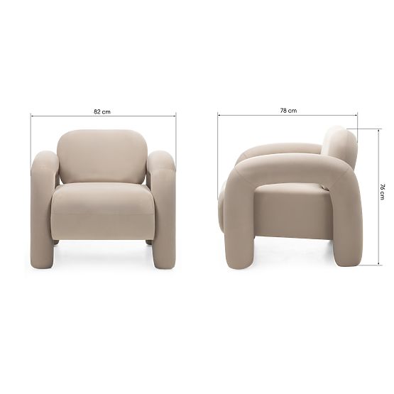 Vico Relaxation Chair, Light Beige, Velvet