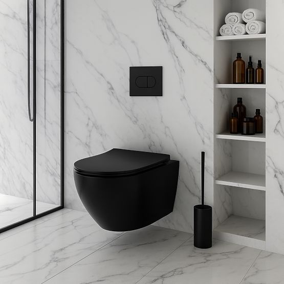 Wall-Hung Toilet Bowl Rea Carlo Mini Tornado NF BLACK MATT