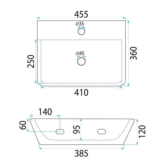 Wall-mounted Basin for Countertop Rea Altea Cloudy