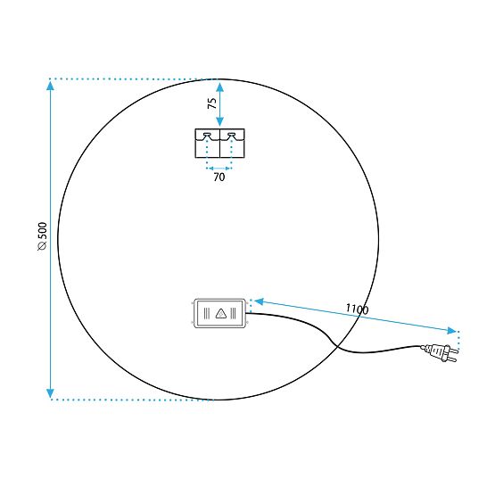 WALL-MOUNTED LED MIRROR 50cm HZJ050