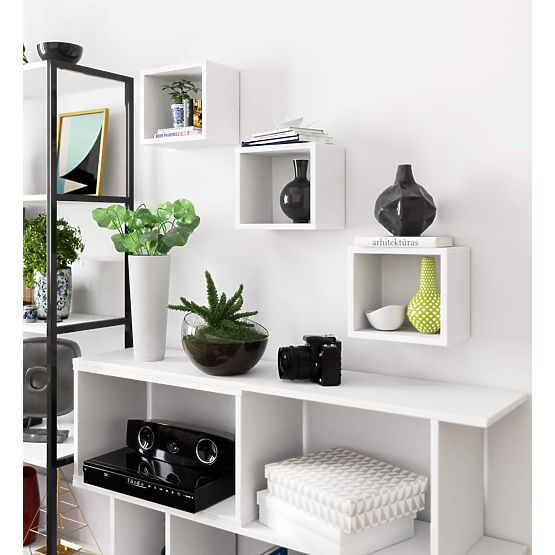 WALL SHELF K 25x25cm SET OF 3 WHITE