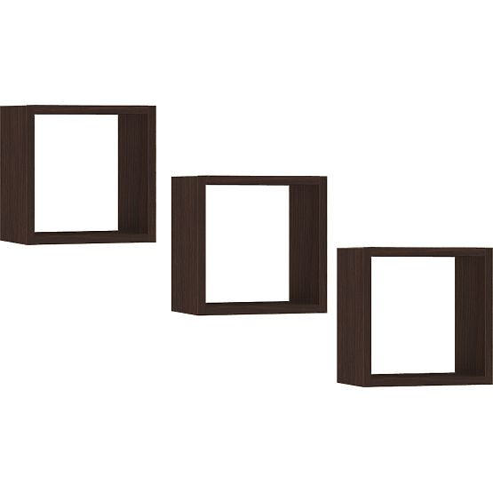 WALL SHELF K 25x25cm SET OF 3pcs WENGE