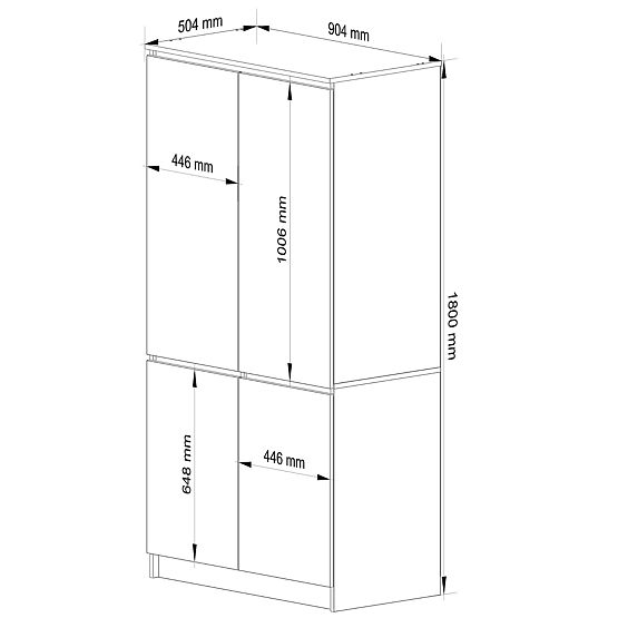 WARDROBE S90 4D CLP WHITE / GRAPHITE GRAY