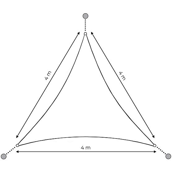 Waterproof triangular tarpaulin 4x4x4 m - beige