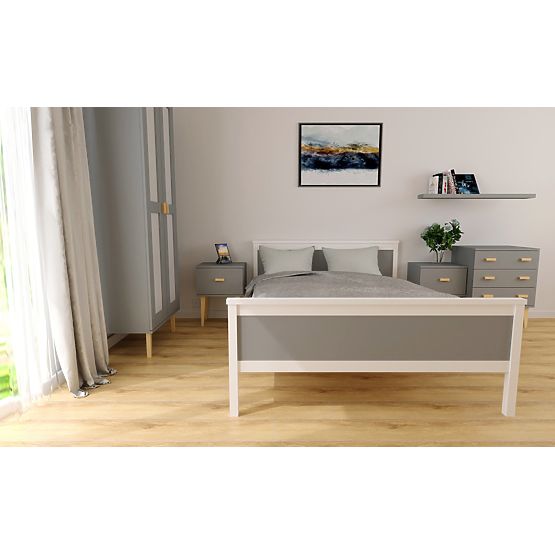 Wooden Bed Ikar 200 x 90 cm - Gray-White