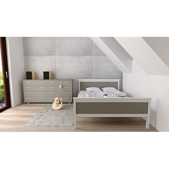 Wooden Bed Ikar 200 x 90 cm - Gray-White