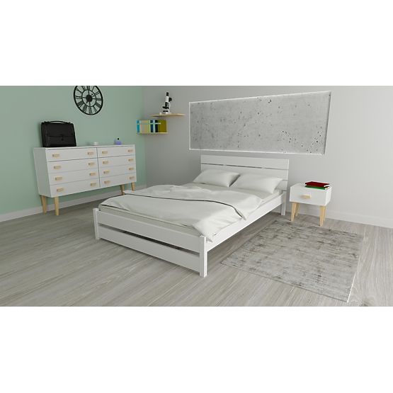 Wooden Bed Max 200 x 120 cm - White