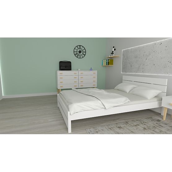 Wooden Bed Max 200 x 120 cm - White