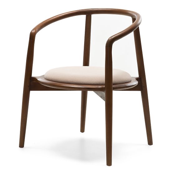 Wooden Chair Carlotta, Rounded, Walnut/Beige