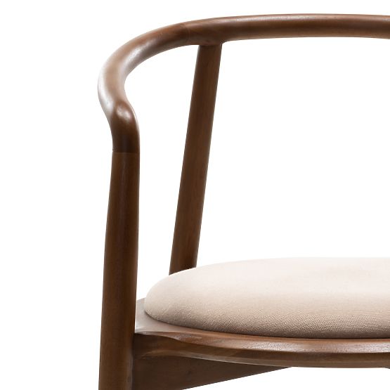 Wooden Chair Carlotta, Rounded, Walnut/Beige