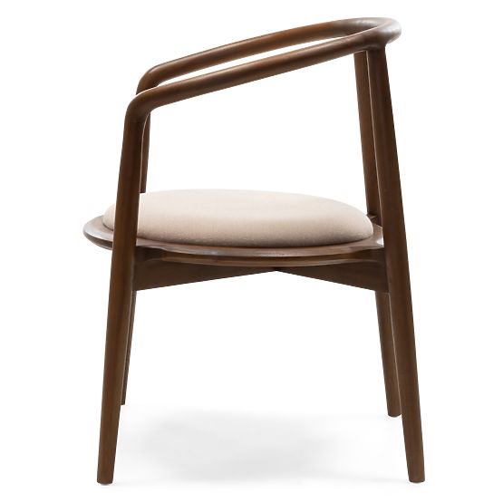 Wooden Chair Carlotta, Rounded, Walnut/Beige