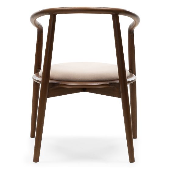 Wooden Chair Carlotta, Rounded, Walnut/Beige