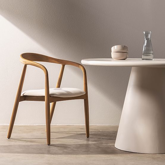 Wooden Chair Ludvika, Rounded, Natural/Ecru