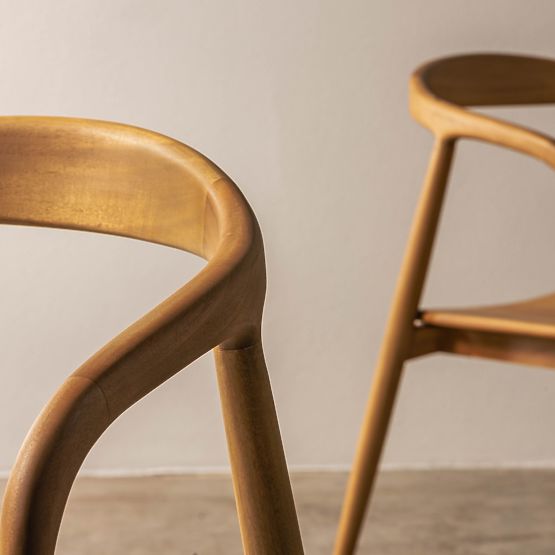 Wooden Chair Ludvika, Rounded, Natural/Ecru