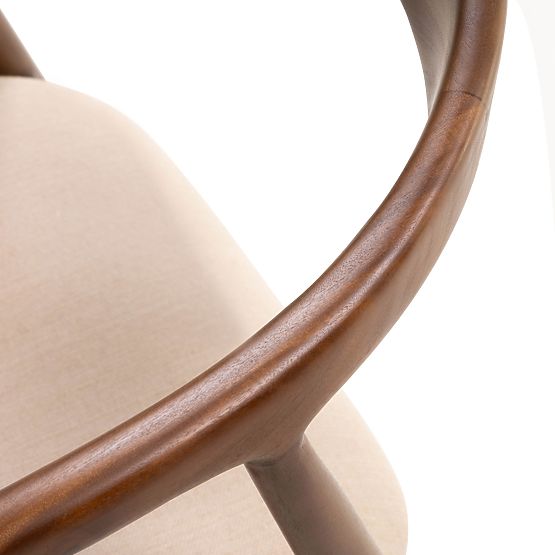 Wooden Chair Ludvika, Rounded, Walnut/Beige