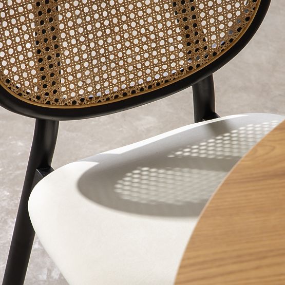 Wooden Chair Monet with Viennese Weave, Rattan, Velvet, Black/Ecru